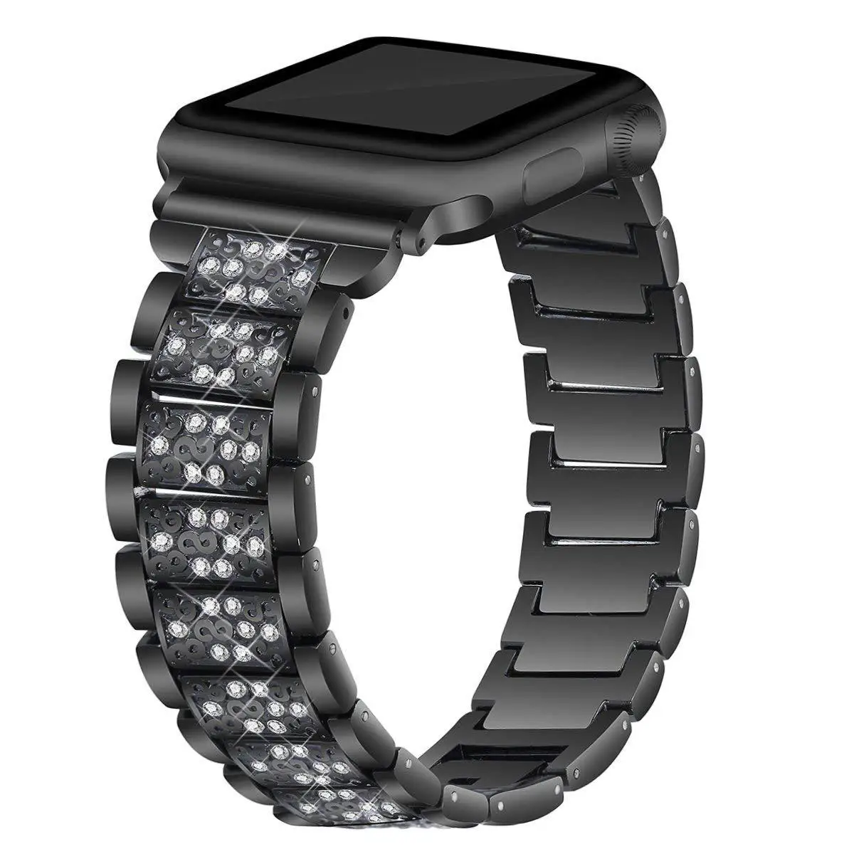 Ремешок для часов apple, полностью Алмазный металлический ремешок для iWatch 43 поколения, инкрустированный бриллиантом для apple watch 4