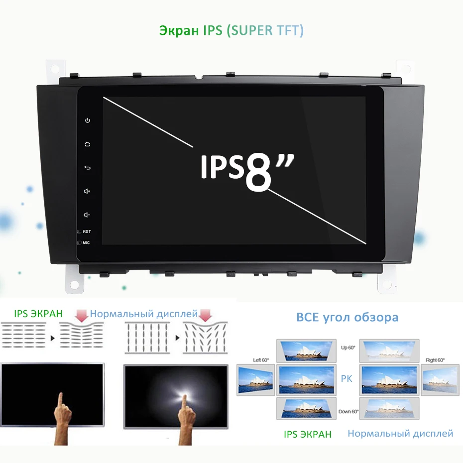 " ips DSP Android 9,0 4G 64G gps мультимедиаплеер для Mercedes Benz C Class W203 C200 C230 C320 CLK200 CLK350 CLK500 радио