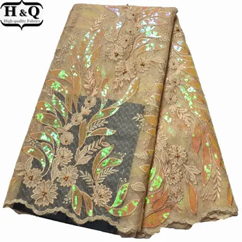 

Gold French Lace Fabric 2020 Flower Lace African Net Lace Embroidered Sequins Lace Beaded Lace Fabric 5 Yards For Evening Dress