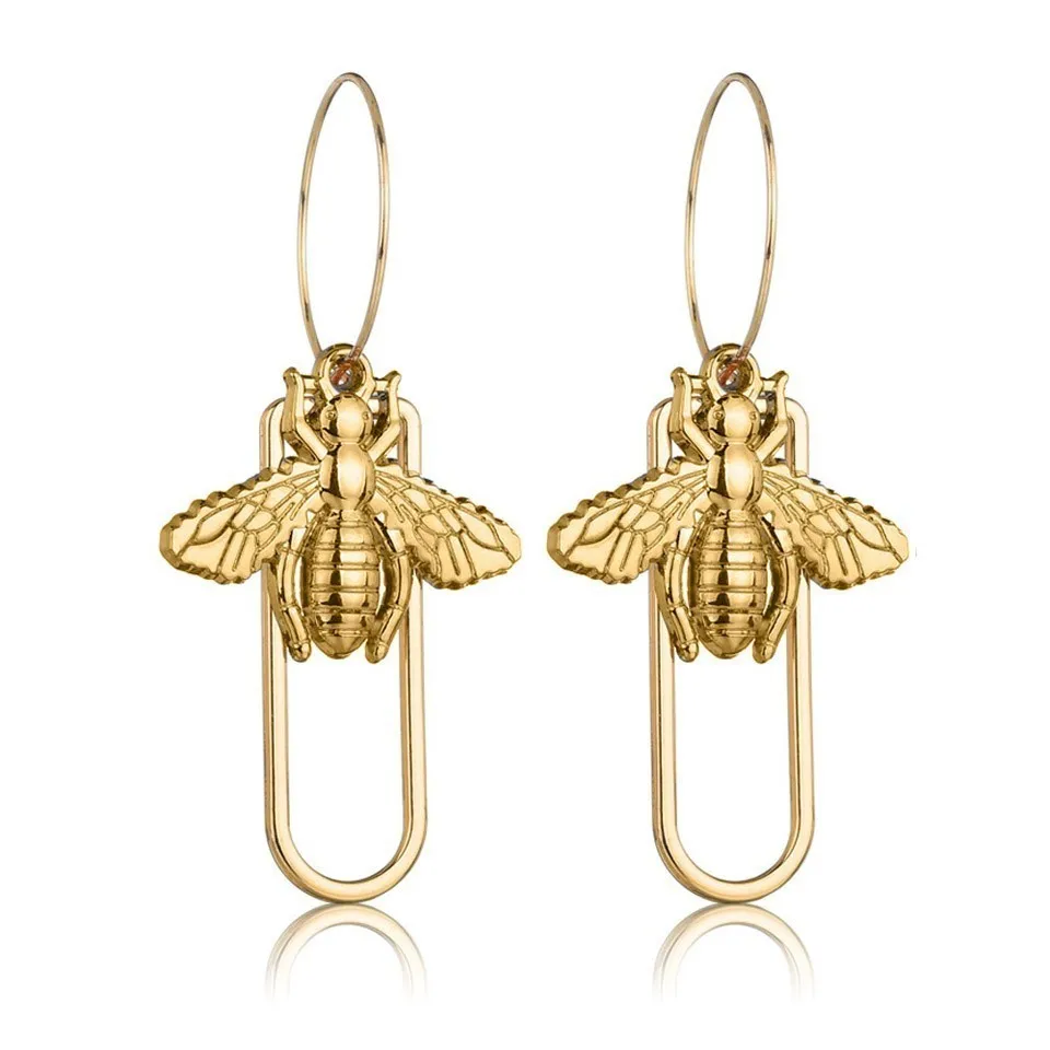 Индивидуальные золотые и серебряные серьги-капли в виде насекомых для женщин, особый модный дизайн, ювелирные изделия, классические украшения, золотые серьги - Окраска металла: E0425GL
