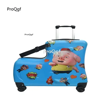 

Ngryise 1Pcs A Set pig picture kids small scooter suitcase Lazy trolley bag travelling use