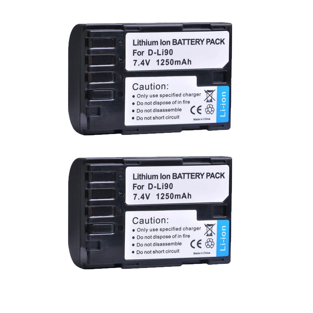 2X 1250mAH D Li90 D Li90 DLi90 Rechargeable Camera Li ion Battery for
