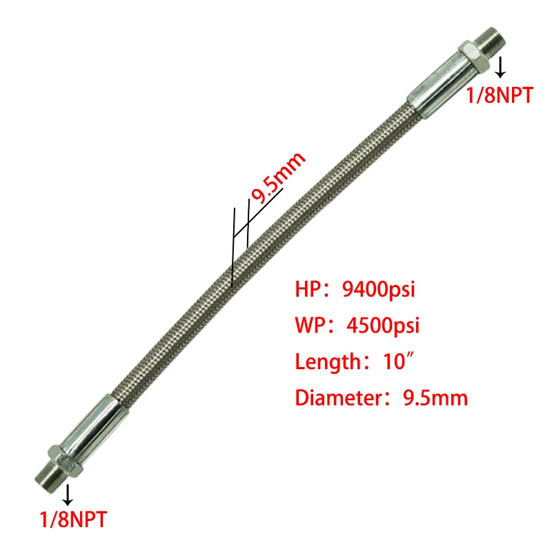 HPAT 2 шт./партия Пейнтбол " 10" нержавеющая сталь плетеный Co2 ШЛАНГ 1/8 NPT мужские фитинги