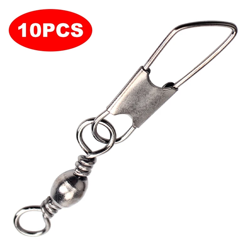

Portable 10Pcs/pack Fishing Swivels Solid Rings Fishing Pin Line Connector With Interlock Snap Swivels Tackle Tool 2020