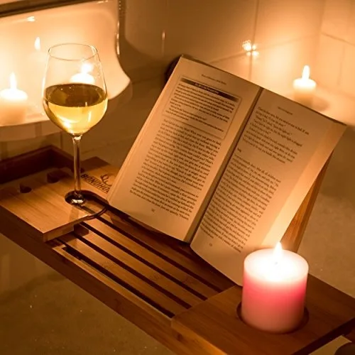 Bamboo wooden bathtub rack, bathtub rack, retractable mobile phone stand, bathroom bath stand