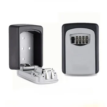 

Portable Safe Box Wall Mounted 4 Password Keys Combination Lock Metal Alloy Storage Store Key Storage Organizer Boxes