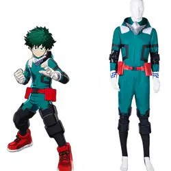 Аниме Izuku Midoriya Комбинезоны Косплей Костюм волосы Izuku Midoriya Deku парики мультфильм обувь