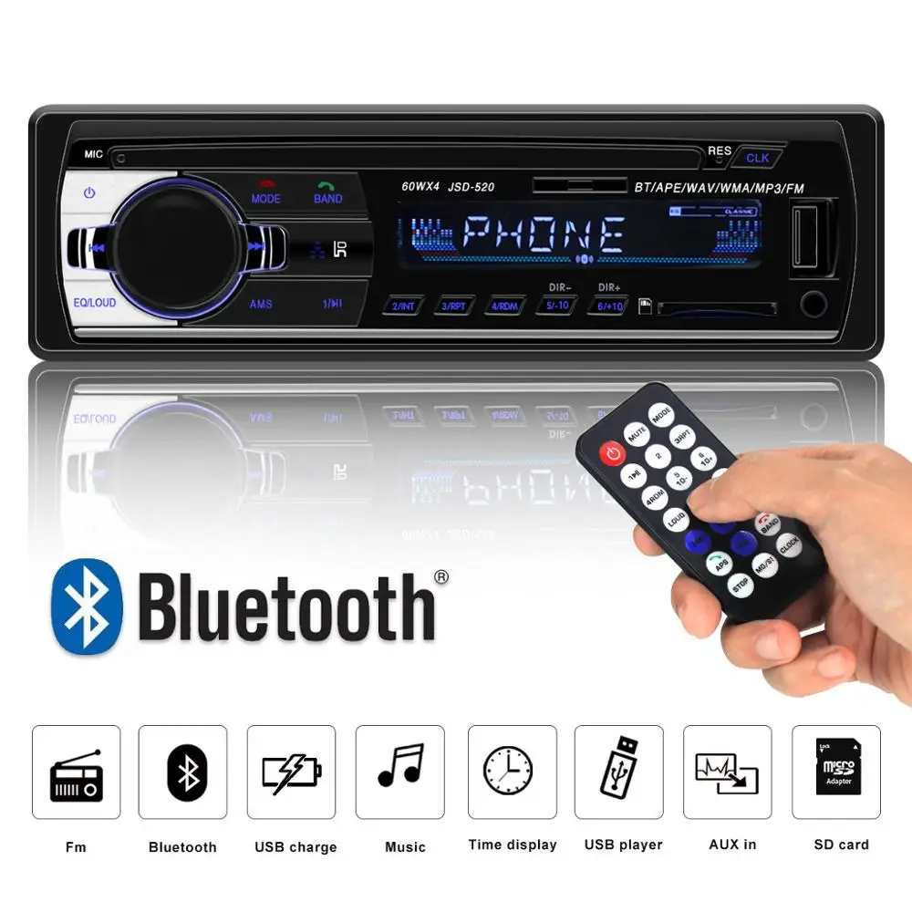 Автомобильный радиоприемник с Bluetooth автомобильный стерео радио FM Aux вход
