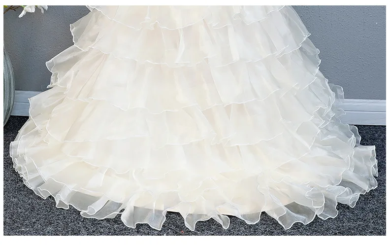 Children Fishtail Skirt Cheongsam Girls Model Catwalks Host Tailing Champagne Color Piano Performance Formal Dress