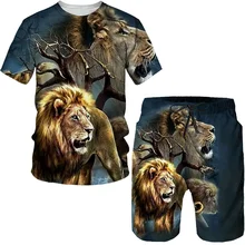 The Lion King Summer 3D Printed Men's T-shirt Shorts Set Men's Sportswear Tracksuit O Neck Short Sleeve Men's Clothing Suit
