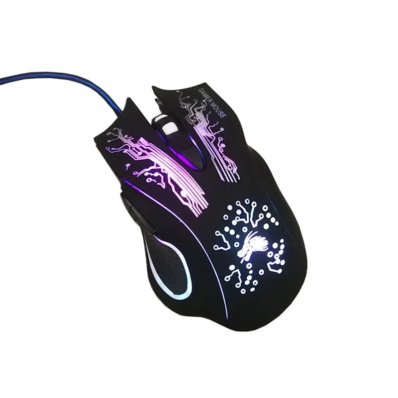 digital mouse Wired computer mouse game mouse USB 4000DPI 6-key ergonomic optical mouse 4-speed mouse office backlit mouse desktop mouse