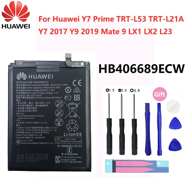 

Hua Wei Original Battery 4000mAh HB406689ECW For Huawei Enjoy 7 Plus TRT-L53 TRT-L21A TRT-AL00 TL10A Y7 TRT-LX1 LX2 L23