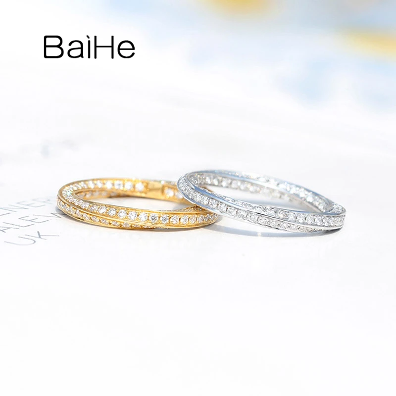 BAIHE однотонные 14K белые/желтые/розовое золото 1 карат H/SI круглые огранки