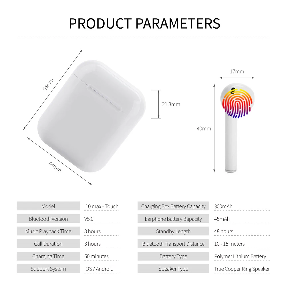 I10 Max TWS Bluetooth наушники мини беспроводные наушники стерео гарнитура для всех смартфонов PK i12 i11 i9s i7s