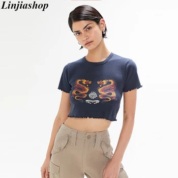

Navy blue tshirt women cartoon tees summer tops fashion casual female oversized crop t-shirt 2020 streetwear summer vestidos