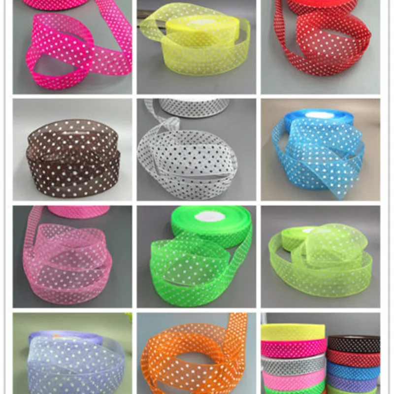 DIY 20Yards 25mm dot Satin Edge Sheer Organza Ribbon Bow Craft Wedding