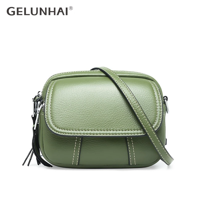 

Anti-theft Cover Women Messenger Bag 100% Genuine Leather Round Shape Fashion Lady Buckle Shoulder Bags High Quality Black Brown