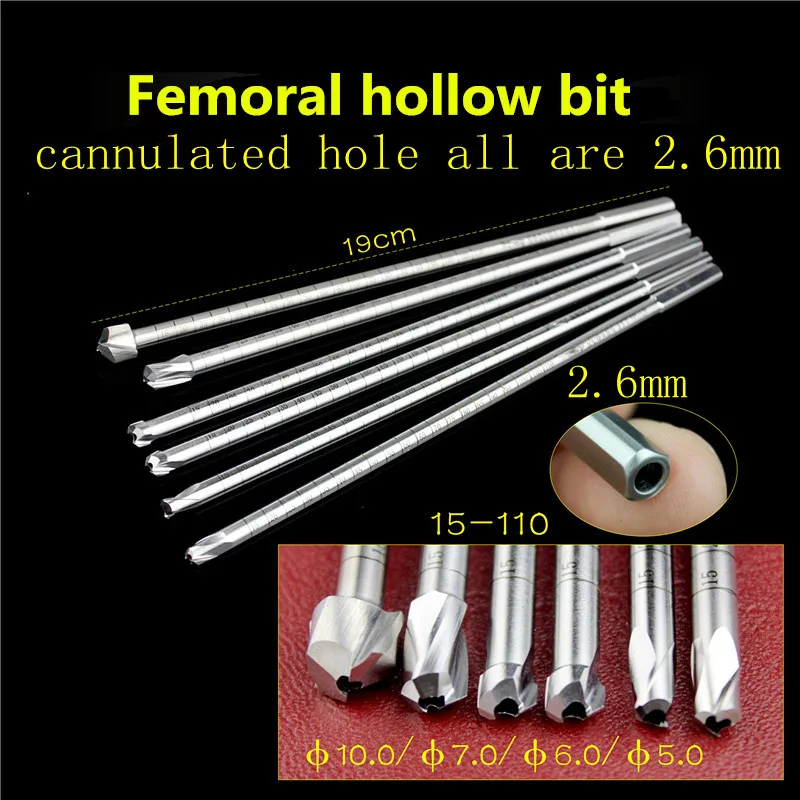 

Orthopedic instrument medical sports medicine Cruciate ligament repair femur Ball head hollow drill bit Femoral Grind cannulated