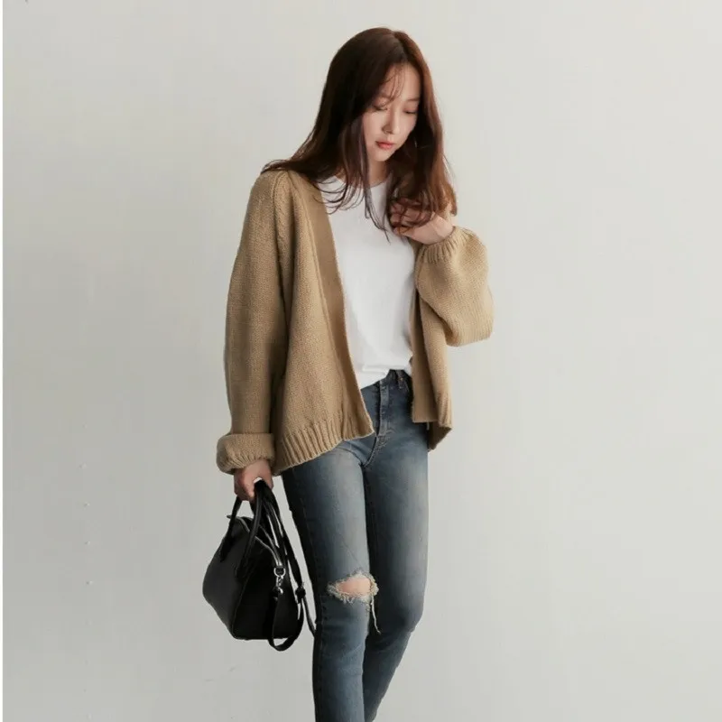 knitted sweater cardigans women korea loose sweater coat solid knitting outwear open stitch autumn loose knitted tops 2019 Y277 knitted sweater cardigans women korea loose sweater coat solid knitting outwear open stitch autumn loose knitted tops 2019 Y277