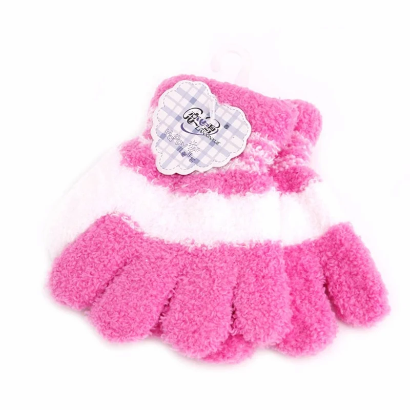 Новые детские зимние теплые плюшевые вязаные перчатки ярких цветов, мягкие зимние модные аксессуары, варежки