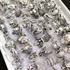 Bulk lots 50pcs Animal Mix Ring Men's Punk Rocker Skull Ring Snake Lion Leopard Dragon Elephant Owl Gecko Eagle Rings Man Gift 2