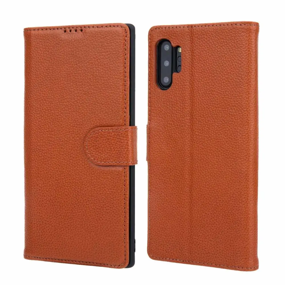 

High End Pure Cowhide Flip Wallet Cover For Samsung Note 8 9 10 Plus Litchi Grain Phone Case for Galaxy S8 S9 S10E S10 Plus