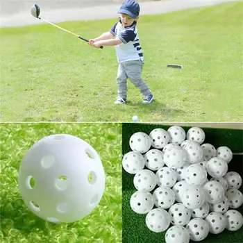 

Golf Hollow Ball Portable Plastic 10pcs Airflow Practicing Training Indoor Hollow Golf Balls Sports Swing Trainer