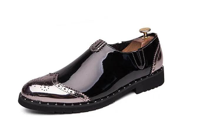 1 Britain designer New pointed mixed color oxfords Brogue shoes Wedding Flats Dress Homecoming Prom Formal shoes - Цвет: 1