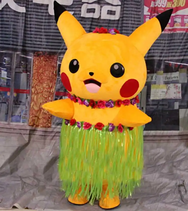 Талисман Pikachu костюм персонажа из мультфильма Пикачу с черной шапочкой маскарадные костюмы маскарадный карнавальный костюм
