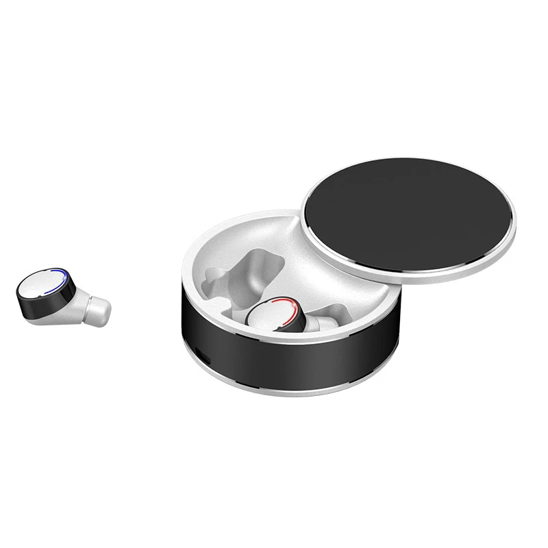 Мини TWS Bluetooth 5,0 Наушники Беспроводные спортивные наушники шумоподавление стерео гарнитура сплав вращающийся зарядный ящик - Цвет: Binural Ear White