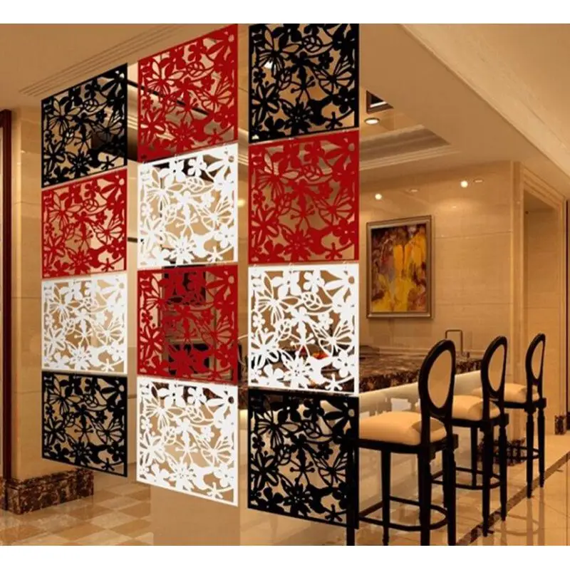 8 Pieces White & Black Hanging Room Divider Decorative Screen Panels for Living Room Bedroom Office Restaurant