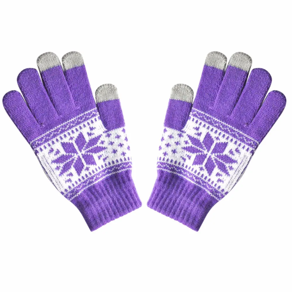 Модные мужские и женские умные дышащие перчатки с сенсорным экраном для езды на мотоцикле и велосипеде, цветные вязаные мягкие перчатки с вышивкой - Цвет: Purple