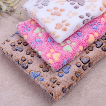 

Pet Blanket Cute Floral Paw Print Pet Mat Warm Soft Cat Dog Puppy Coral Fleece Bed supplies