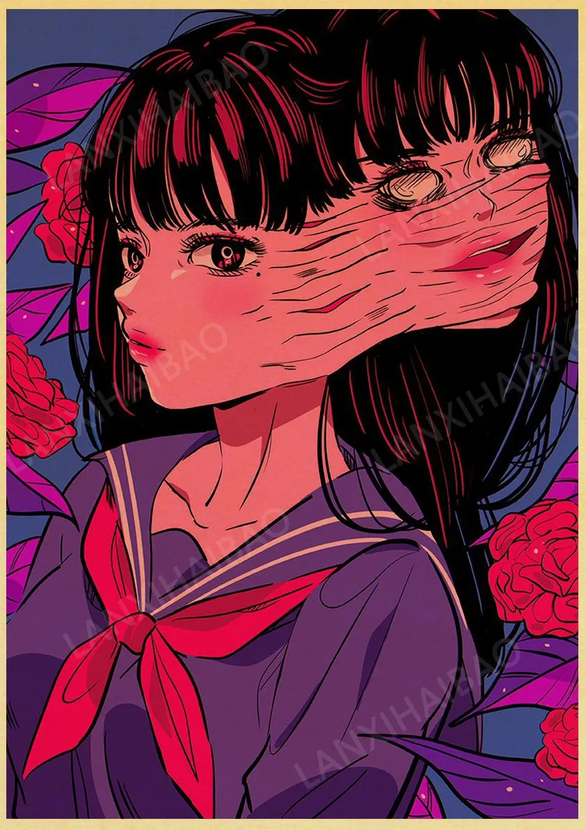 Japanese Anime Decorative Posters Cartoon Sweet Girl DIY Wall Sticker Retro Poster Kraft Paper Prints Kawaii Room Decor Gift anime wall poster