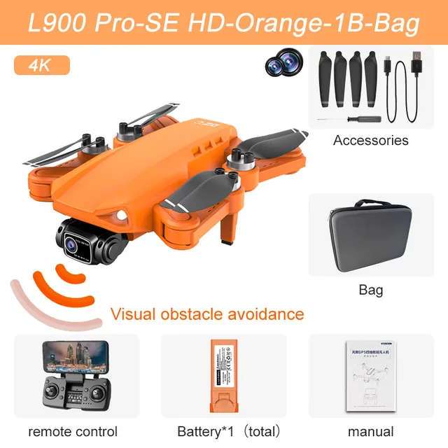 Drone GPS L900 Pro SE With Avoidance HD Dual Camera Dron 4K Brushless Motor gps Quadcopter Distance 1.2km Professional Drones