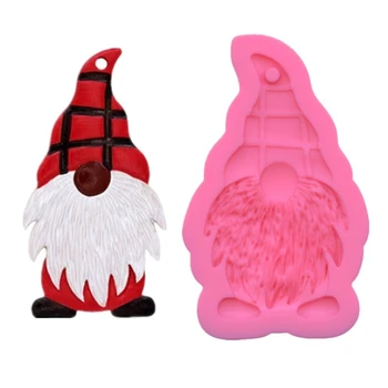 

Santa Keychain Epoxy Resin Mold Christmas Pendant Silicone Mould DIY Crafts Tool DXAA