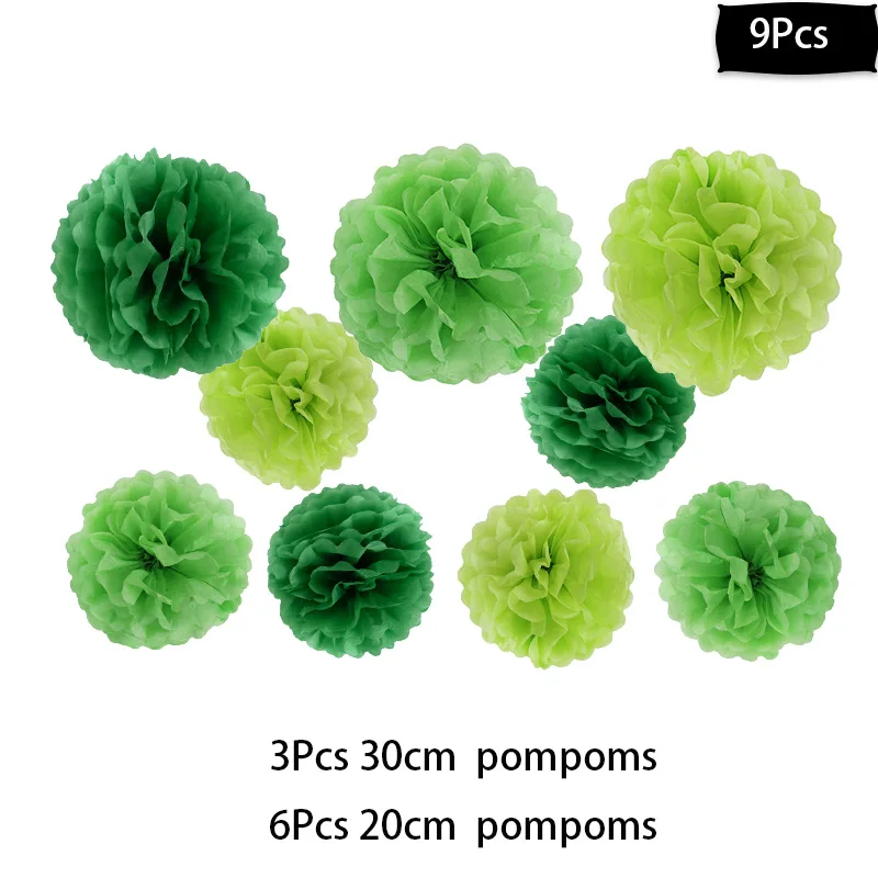 Paper Disposable Tableware Jungle Party Birthday Party Decor Kids Jungle Safari Party Animals theme Baby Shower Supplies Favors - Цвет: 9pcs pompoms