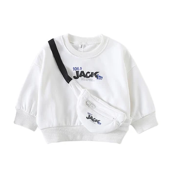 

Autumn Baby Girl Letter Pattern Long Sleeve Sweatshirt Casual Toddler Outerwear With Waist Bag