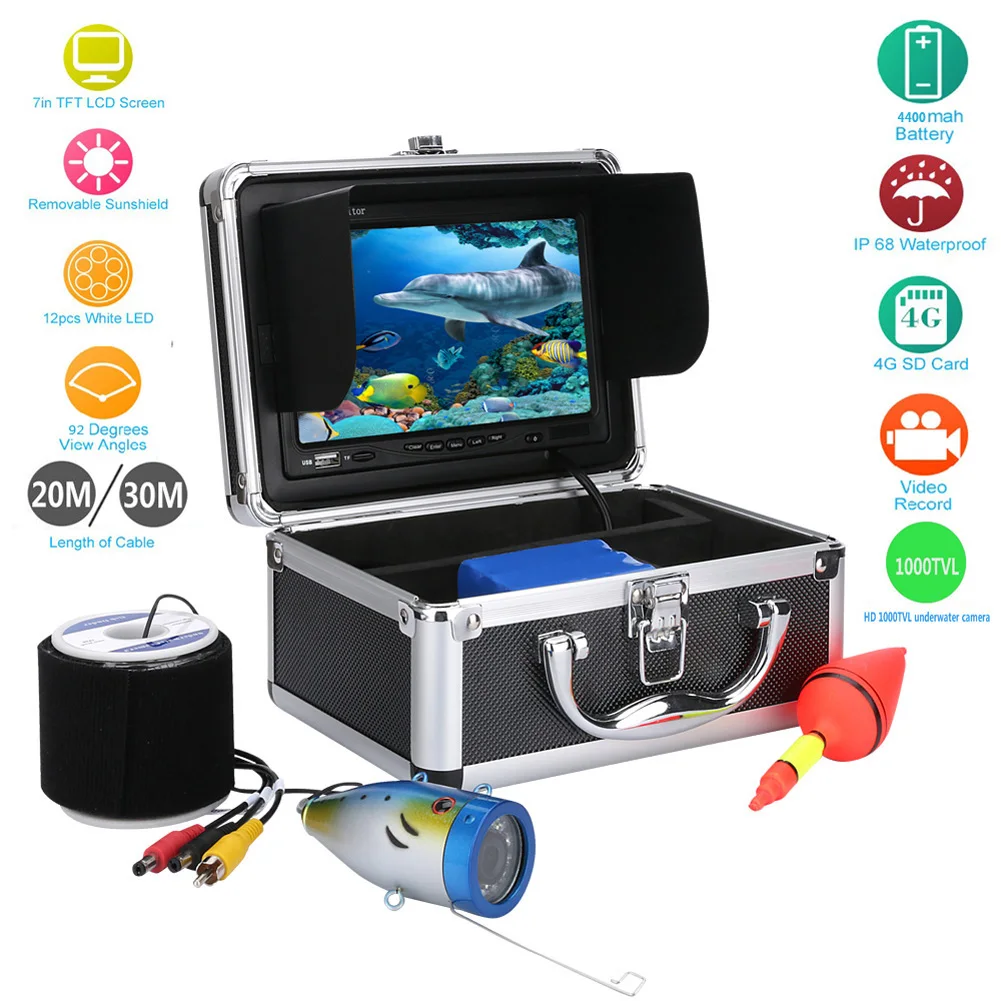 

20M/30M Monitoring Depth 7 Color Digital LCD 1000TVL Fish Finder HD DVR Recorder Waterproof Fishing Video Underwater Fish Camera