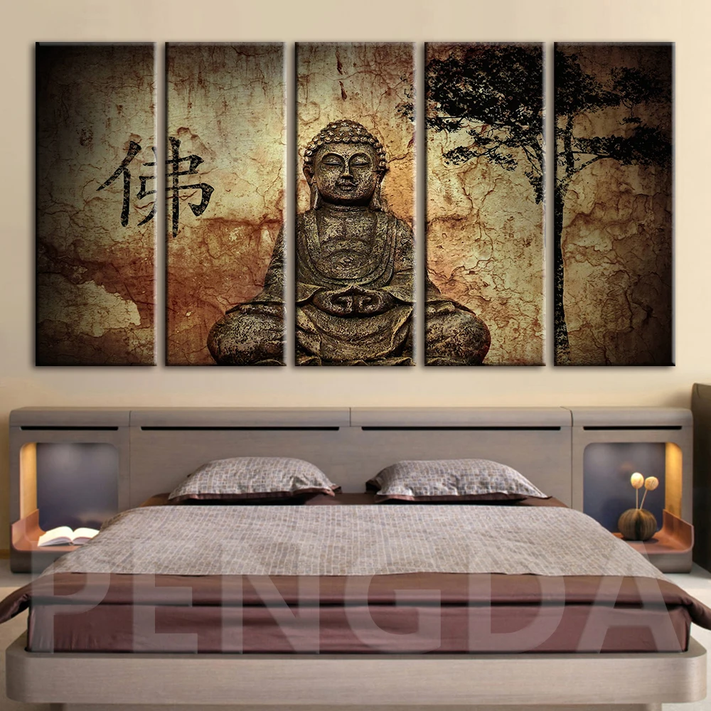 Домашний декор картина Современная печать холст живопись статуя Будды модульный