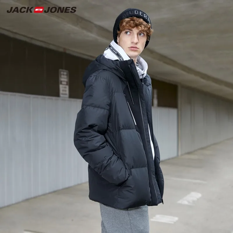 low cost  JackJones Men's sporty Hooded Stand-up Collar Down Jacket fashion parka short Coat 219312524