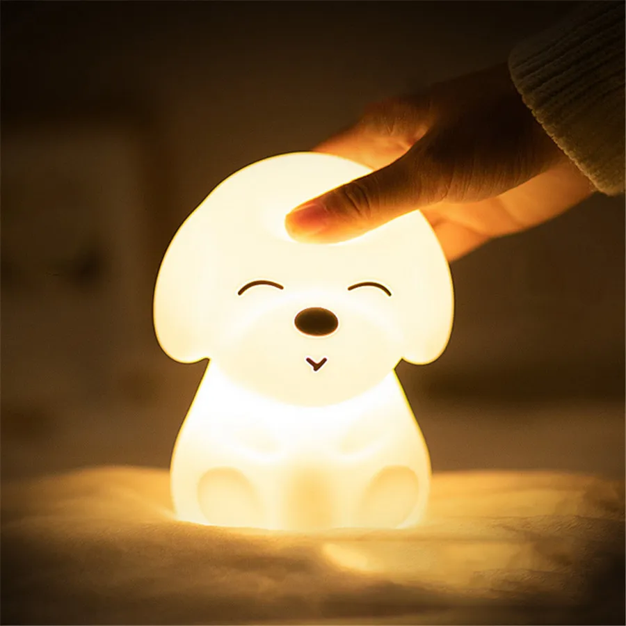 

Colorful DOG LED Night Light Animal Light USB Rechargeable Silicone Soft Cartoon Touch light Children Night Lamp Bedroom Light