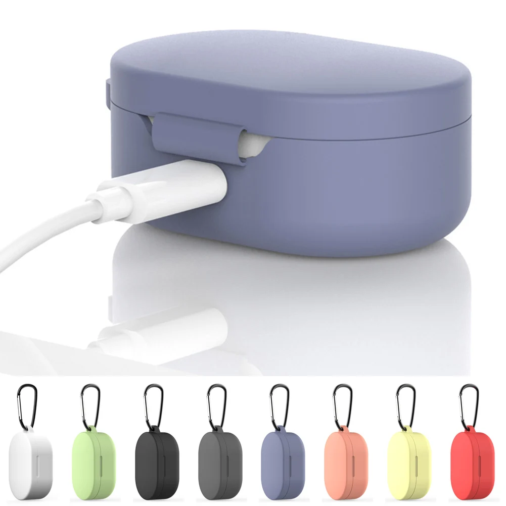 

Soft Silicone Earbuds Case Protective Cover with Carabiner for Xiaomi AirDots Youth Redmi AirDots