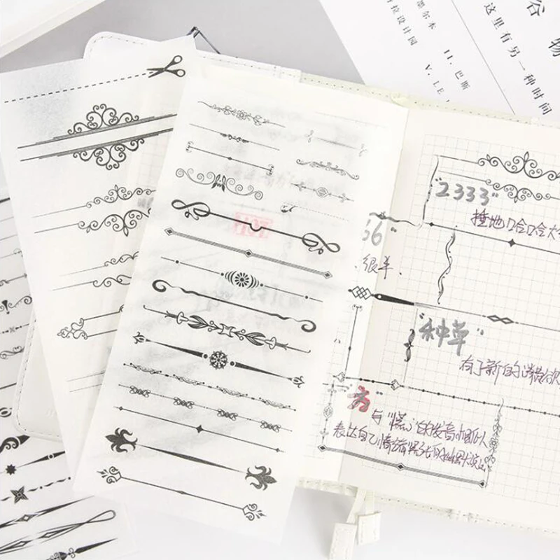 

Washi Sticker Black Dividing Line Decoracion Paper Scrapbook DIY Office Stationery School Supplies 6 Sheets/Bag