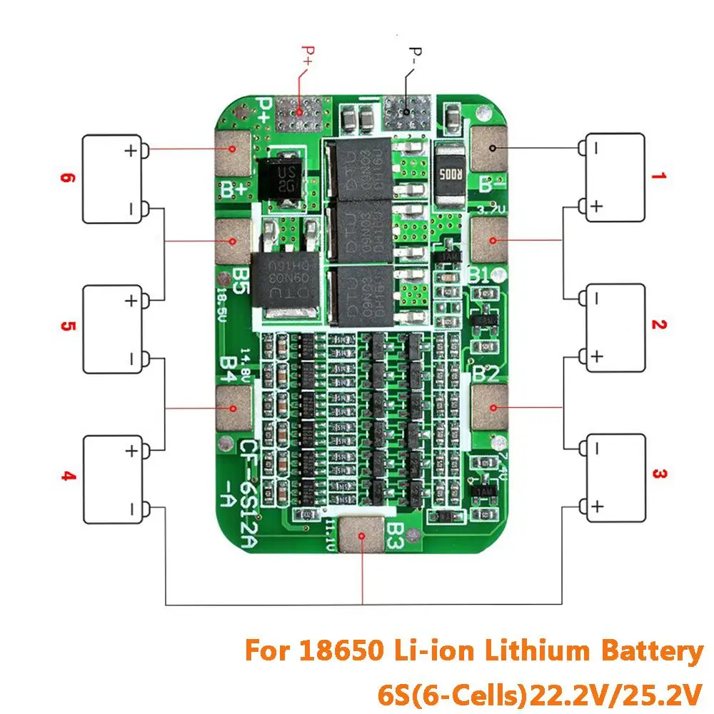 6S 15A 24V PCB плата защиты BMS для 6 пакетов 18650 литий-ионная литиевая батарея ячеечный модуль DIY Kit one piece