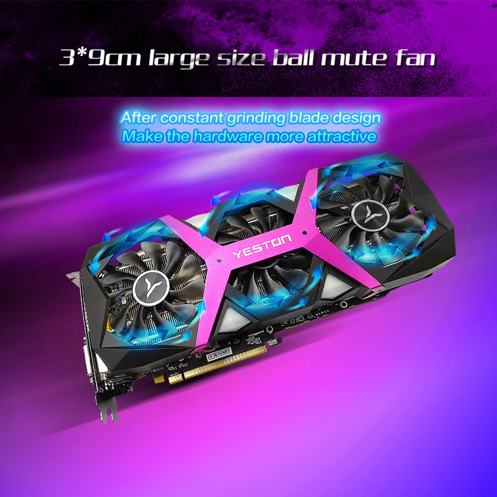 Yeston Radeon RX 580 8G графическая карта, видеокарта GDDR5 256bit игра PCI Express x16 3,0 видеоигр DVI-D+ HD+ 3DP для стационарного персонального компьютера