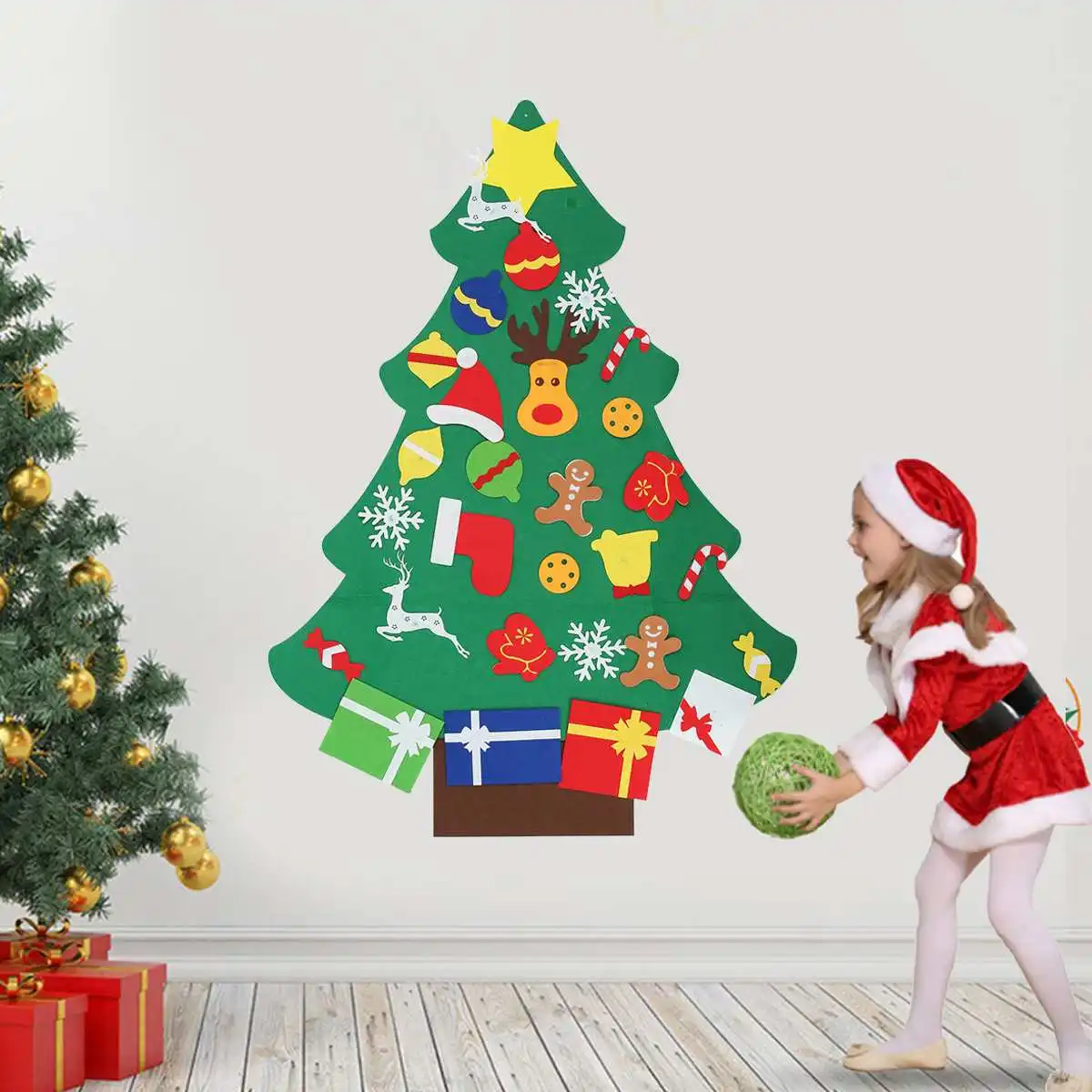 3D стерео Войлок DIY кулон Рождественская елка в форме двери настенные подвесные украшения подарки фестиваль вечерние декораторы детские рождественские подарки