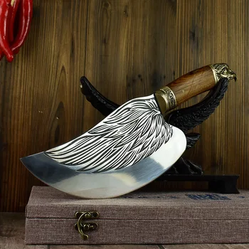 

Chinese Kitchen Chef Knife Fixed Blade Figured Knives Handmade Sharp Meat Cleaver Vegetable Cutter Cooking Tools
