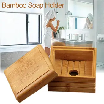 

Wooden Soap Box Bamboo Drain Rack Bathroom Debris Storage Box Organizer Soap Box Accessories Countertop Decoration Home Organize