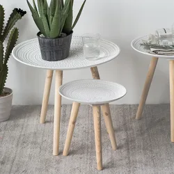Plateau créatif petit Placement de Table, Table basse salon Table de chevet décoration meubles pieds en bois massif Table ronde 